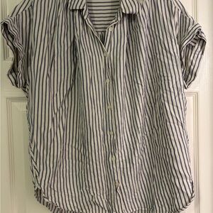 Madewell Navy and White Striped Casual Shirt